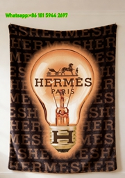 Hermès Inspired Light Bulb Logo Flannel Throw Blanket IMG_5420